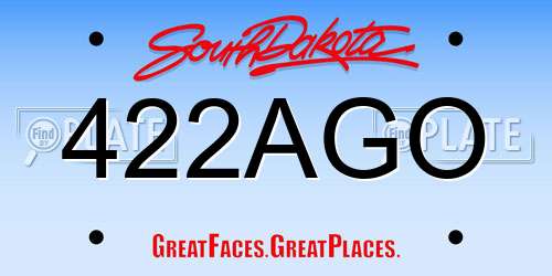 422AGO South Dakota License Plate