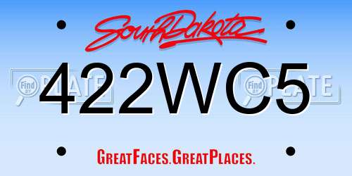 422WC5 South Dakota License Plate