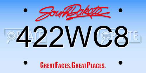422WC8 South Dakota License Plate