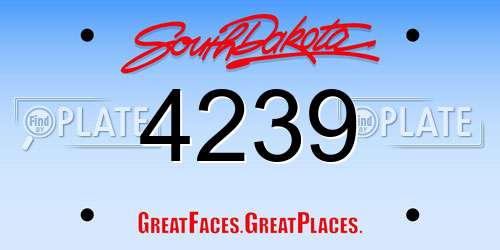 4239 South Dakota License Plate
