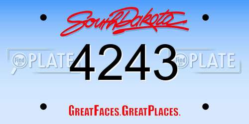 4243 South Dakota License Plate
