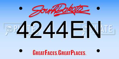 4244EN South Dakota License Plate