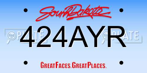 424AYR South Dakota License Plate
