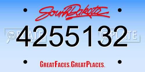 4255132 South Dakota License Plate