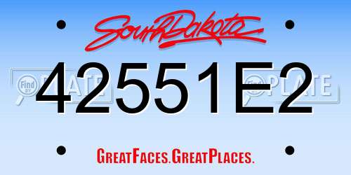42551E2 South Dakota License Plate