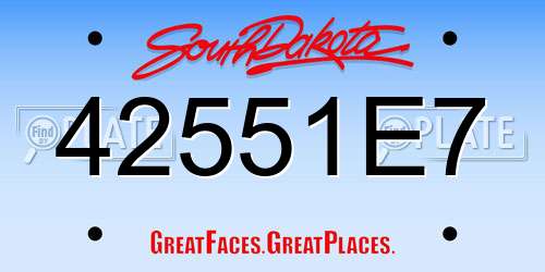 42551E7 South Dakota License Plate