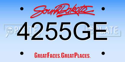 4255GE South Dakota License Plate