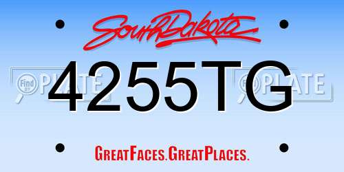 4255TG South Dakota License Plate