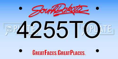 4255TO South Dakota License Plate