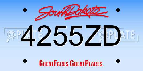 4255ZD South Dakota License Plate