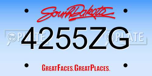 4255ZG South Dakota License Plate