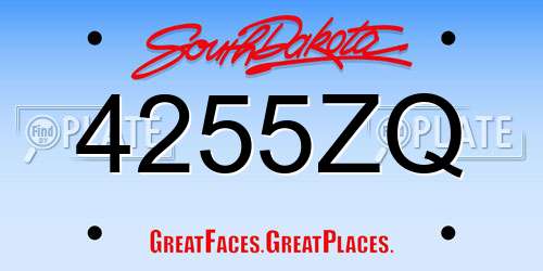 4255ZQ South Dakota License Plate