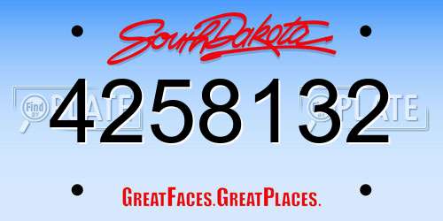 4258132 South Dakota License Plate