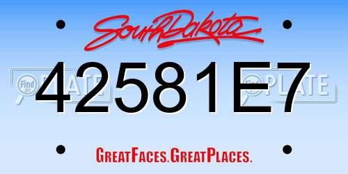 42581E7 South Dakota License Plate