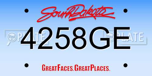 4258GE South Dakota License Plate