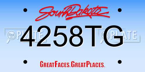 4258TG South Dakota License Plate