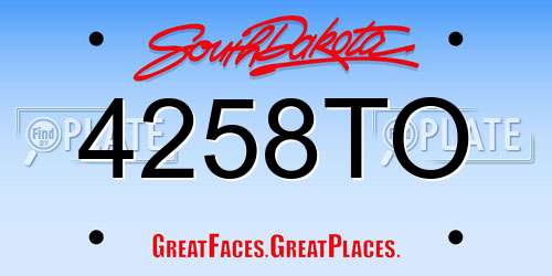 4258TO South Dakota License Plate