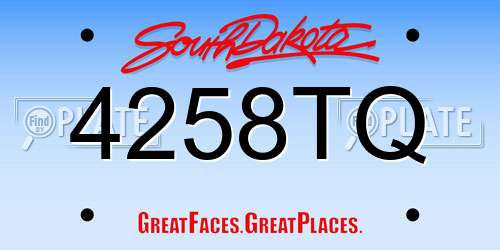 4258TQ South Dakota License Plate