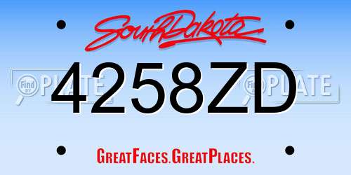 4258ZD South Dakota License Plate