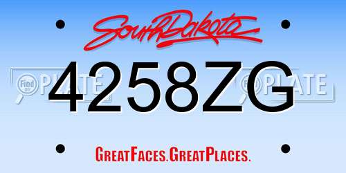 4258ZG South Dakota License Plate