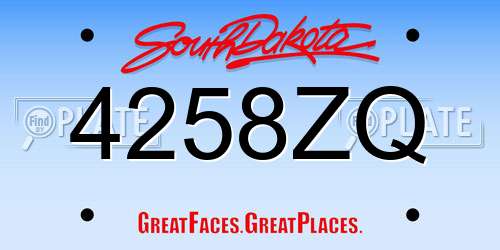 4258ZQ South Dakota License Plate