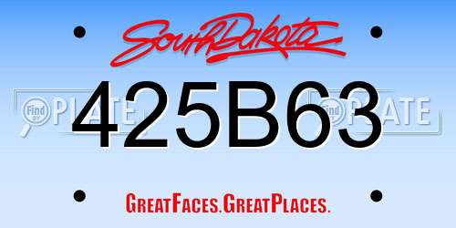 425B63 South Dakota License Plate