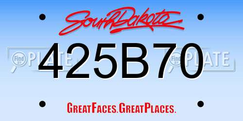 425B70 South Dakota License Plate