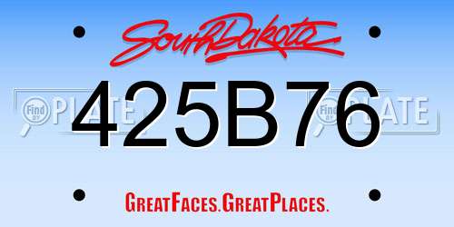 425B76 South Dakota License Plate
