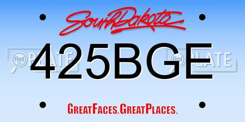425BGE South Dakota License Plate