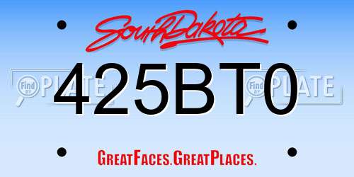 425BT0 South Dakota License Plate