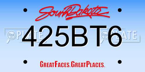 425BT6 South Dakota License Plate
