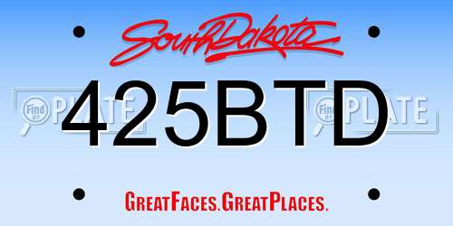 425BTD South Dakota License Plate