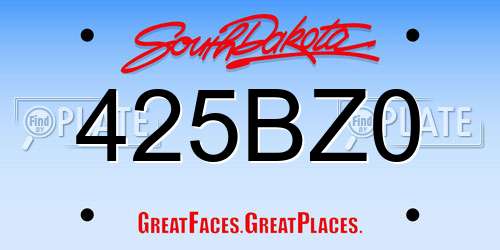 425BZ0 South Dakota License Plate