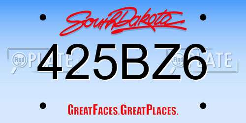 425BZ6 South Dakota License Plate