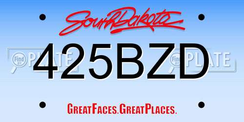 425BZD South Dakota License Plate