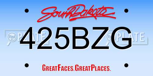 425BZG South Dakota License Plate