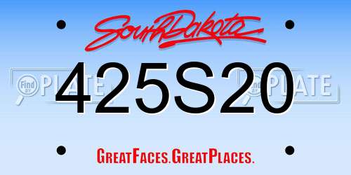 425S20 South Dakota License Plate