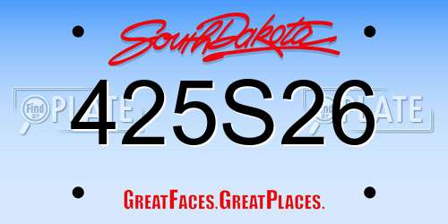 425S26 South Dakota License Plate