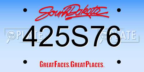 425S76 South Dakota License Plate