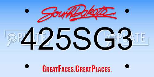 425SG3 South Dakota License Plate
