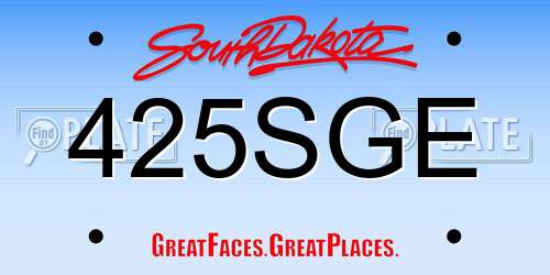 425SGE South Dakota License Plate