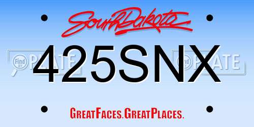 425SNX South Dakota License Plate
