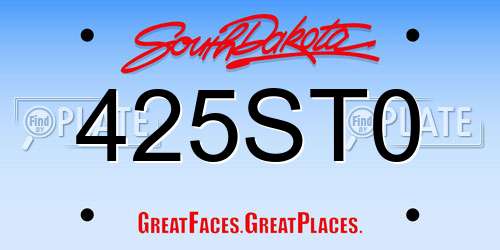 425ST0 South Dakota License Plate