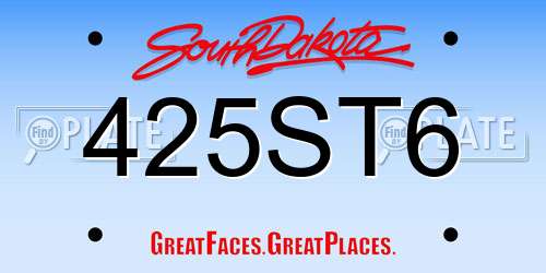 425ST6 South Dakota License Plate