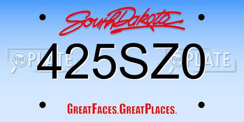 425SZ0 South Dakota License Plate