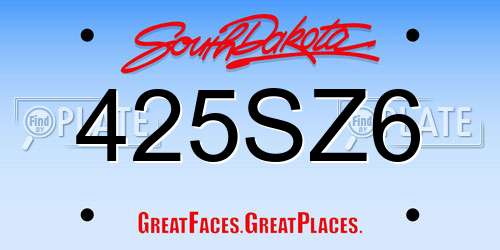 425SZ6 South Dakota License Plate