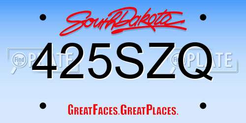 425SZQ South Dakota License Plate