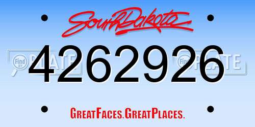 4262926 South Dakota License Plate