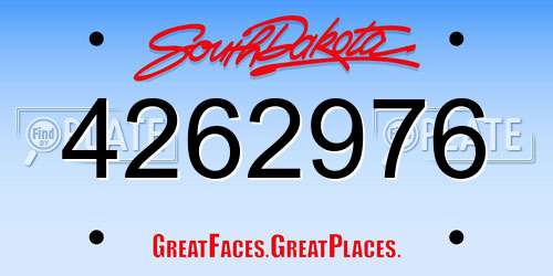 4262976 South Dakota License Plate