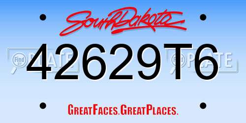 42629T6 South Dakota License Plate